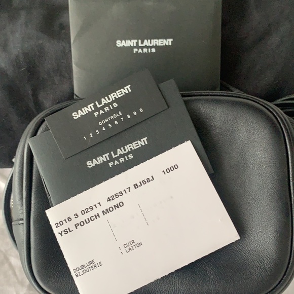 Yves Saint Laurent Black Leather Pouch Mono- crossbody - Picture 6 of 7